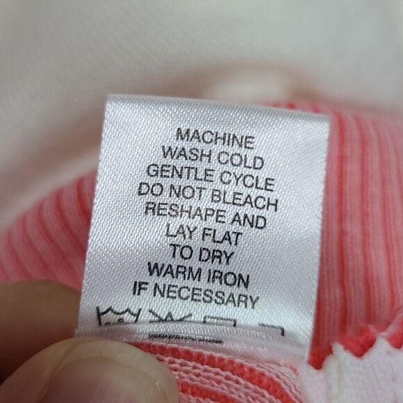 Raffi Cotton Knit Boatneck Sweater Pink/Cream Size Medium - Picture 7 of 7